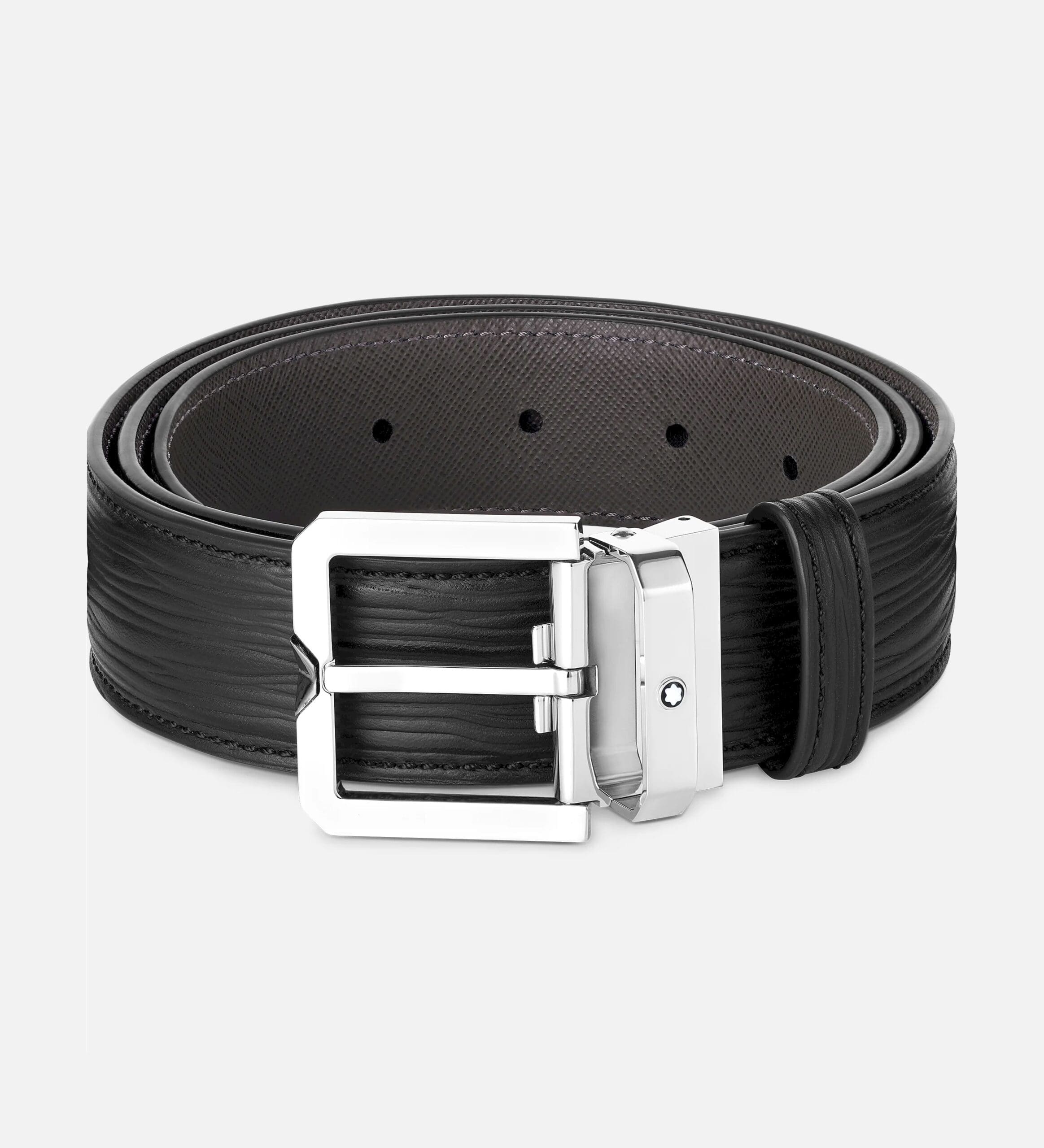 Montblanc Cintura Reversibile in pelle nera 35mm