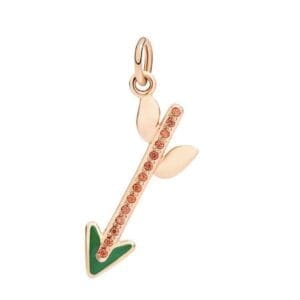 DoDo ciondolo freccia in oro rosa 9 kt e zaffiri arancio