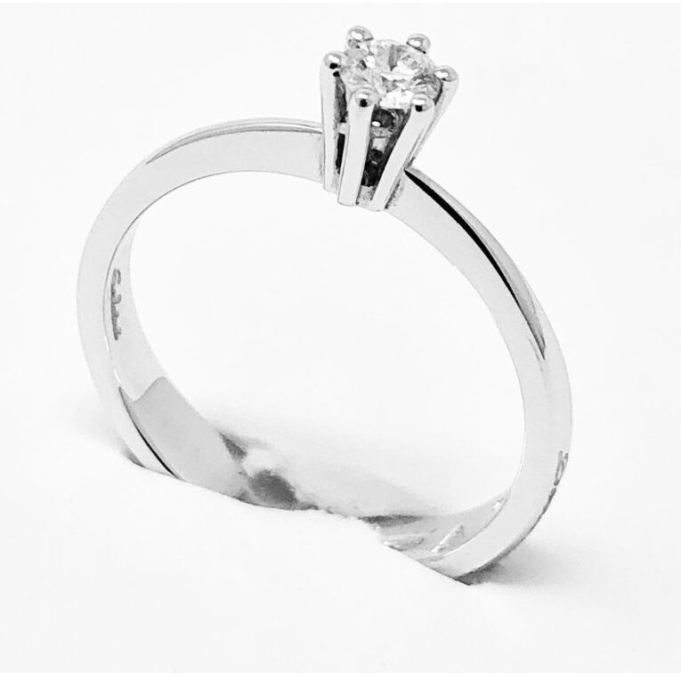 Salvini anello solitario albatros oro bianco diamanti ct 0,17