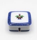 Cartier scatolina in porcellana limoges decoro blu cobalto