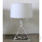 Lampada da tavolo metallo satinato bianco