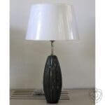 Lampada ceramica grigia lucida con rilievi plisset