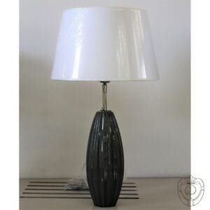 Lampada ceramica grigia lucida con rilievi plisset