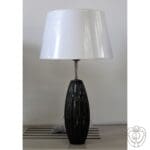 Lampada ceramica grigia lucida con rilievi plisset - immagine 2