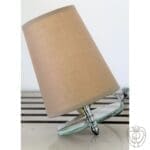 Lampada con paralume beige base mobile in vetro - immagine 3