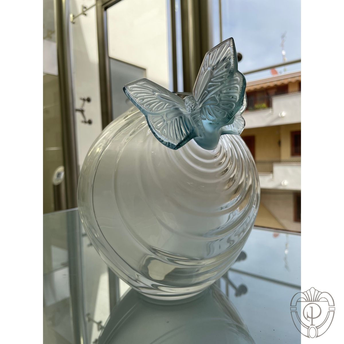 Lalique Vaso Cristallo Papillon con Farfalle