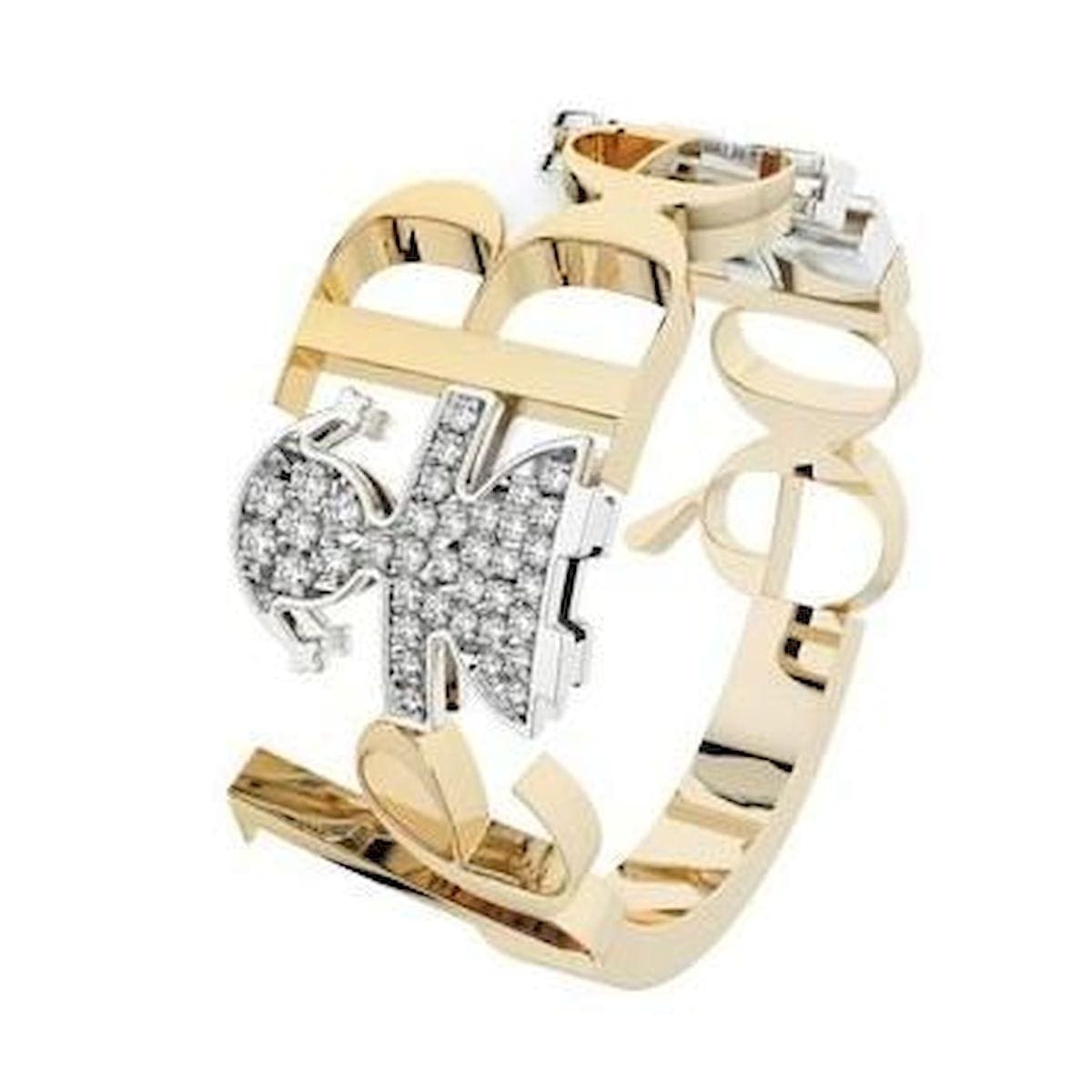 lbb_087_risultato LeBebè Anello Oro Bianco e Giallo 18 Kt collezione "I Pavè" - immagine 1