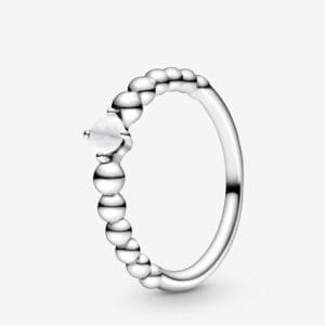 Anello Pandora Bianco Latte Decorato con Sfere