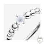 Anello Pandora Bianco Latte Decorato con Sfere - immagine 2