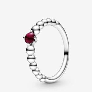 Anello Pandora Rosso Scuro Decorato con Sfere
