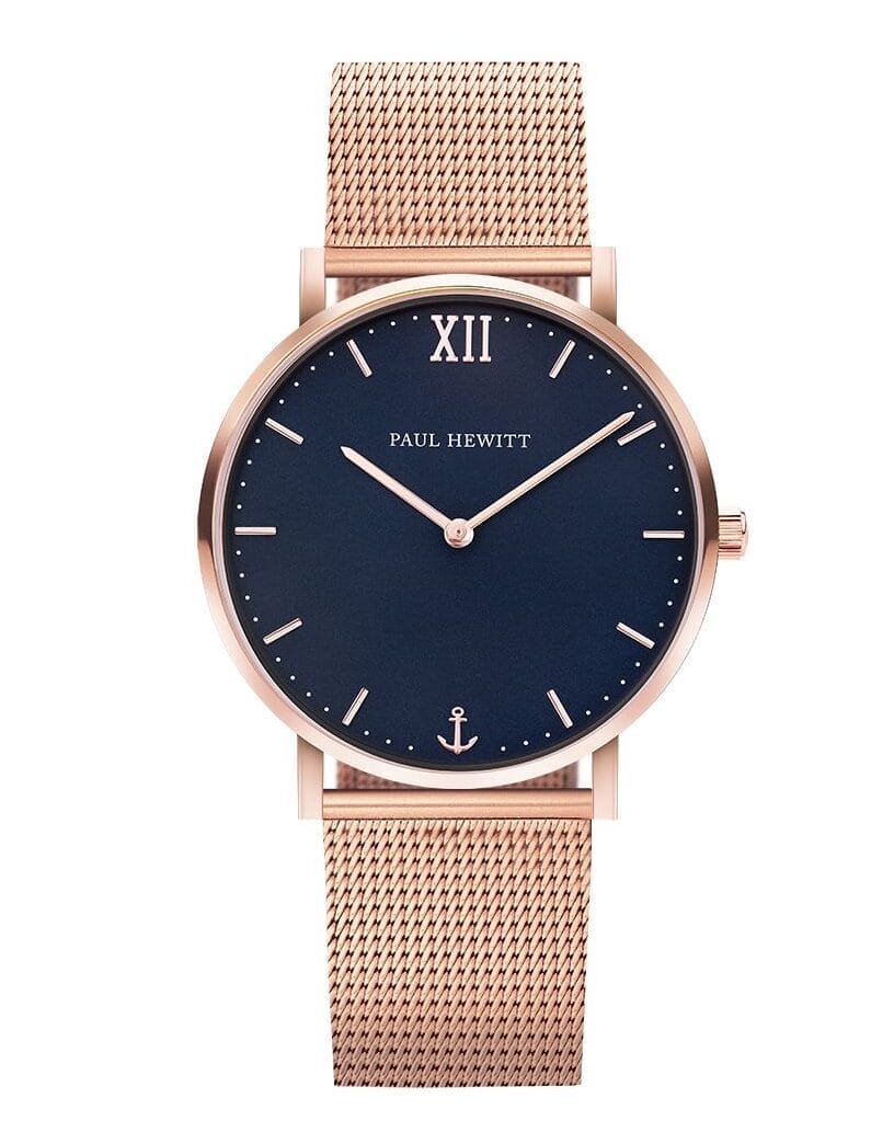 Front-Uhr-Sailor-Line-Blue-Lagoon-IP-Rosegold-Metallband-IP-Rosegold_risultato Paul Hewitt Orologio Sailor Blue Lagoon Oro Rosa - immagine 1