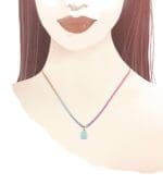 LeBebé  I mini ♡ ciondolo bimba oro rosa e smalto verdeacqua - immagine 3