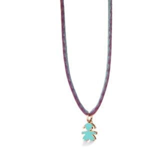 LeBebé  I mini ♡ ciondolo bimba oro rosa e smalto verdeacqua