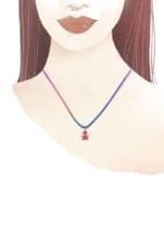 LeBebé  I mini ♡ ciondolo bimba oro rosa e smalto fucsia - immagine 4