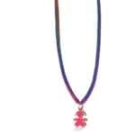 LeBebé  I mini ♡ ciondolo bimba oro rosa e smalto fucsia