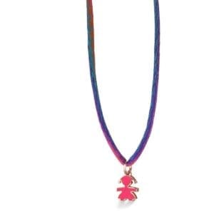 LeBebé  I mini ♡ ciondolo bimba oro rosa e smalto fucsia