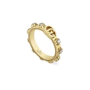 Gucci Anello GG running oro giallo e diamanti