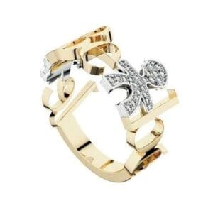 LeBebè Anello Oro Bianco e Giallo 18 Kt collezione "I Pavè"