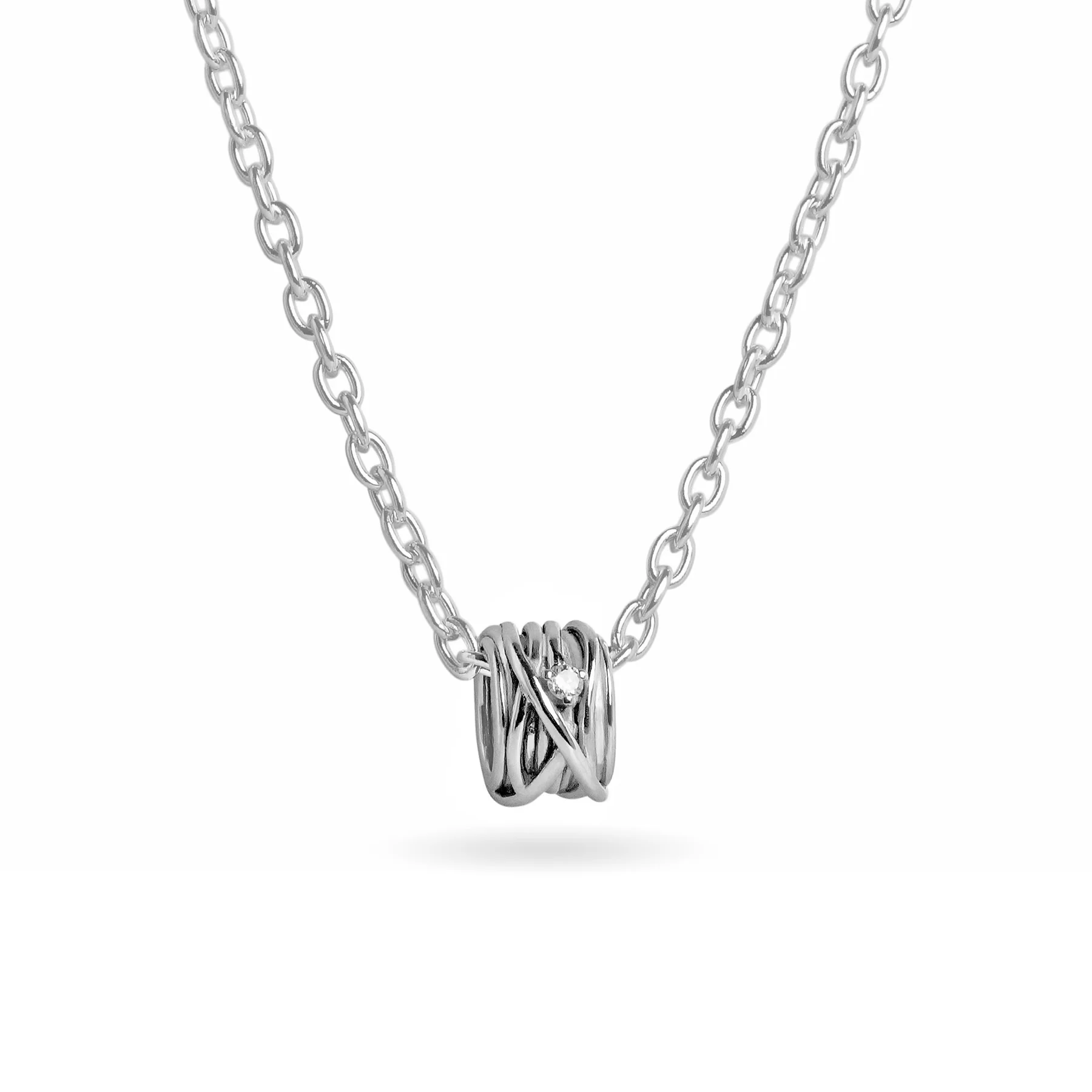 Filodellavita collana Mini 13 fili Oro Bianco 9kt e diamantino