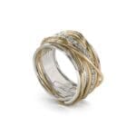 Anello Filodellavita Classic 13 fili in Oro Giallo 9kt, Argento 925 e 16 Diamanti Bianchi