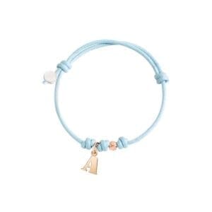 DoDo Bracciale Cordino Iniziale e granello in oro rosa