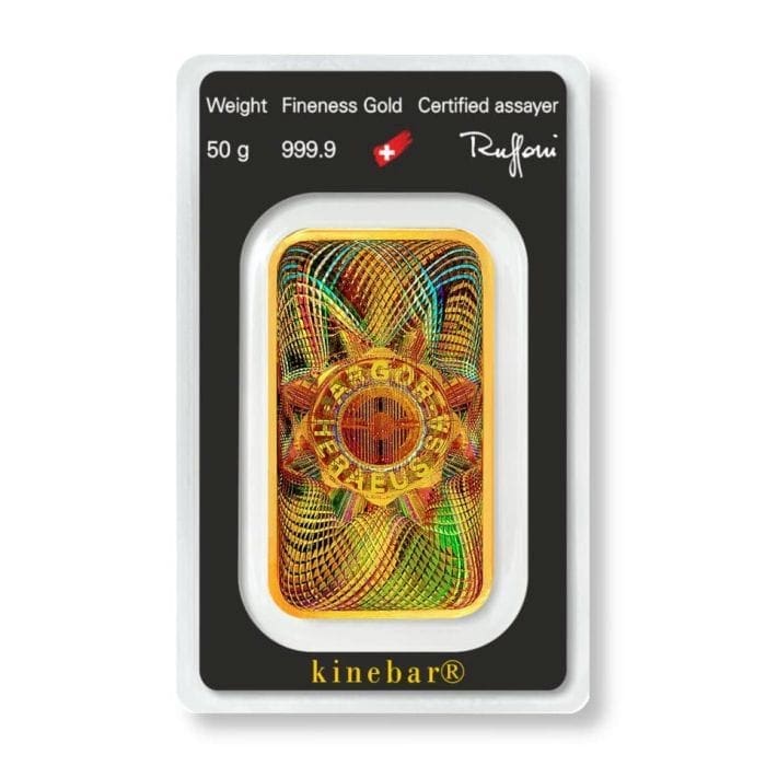 Lingotto in oro Argor-Heraeus gr. 50 - immagine 3