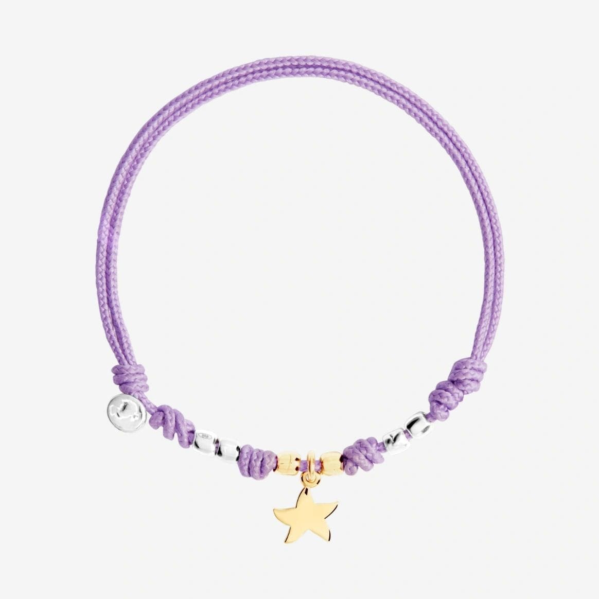 DBC4007_PADST_LI0OA_010_Dodo_bracelet-18k-yellow-gold-stellina-charm-mini-model-four-sterling-silver-mini-granelli-two-18k-yellow-gold-mini-granelli-lilac-cord-st_risultato DoDo Bracciale Cordino Stellina - immagine 1