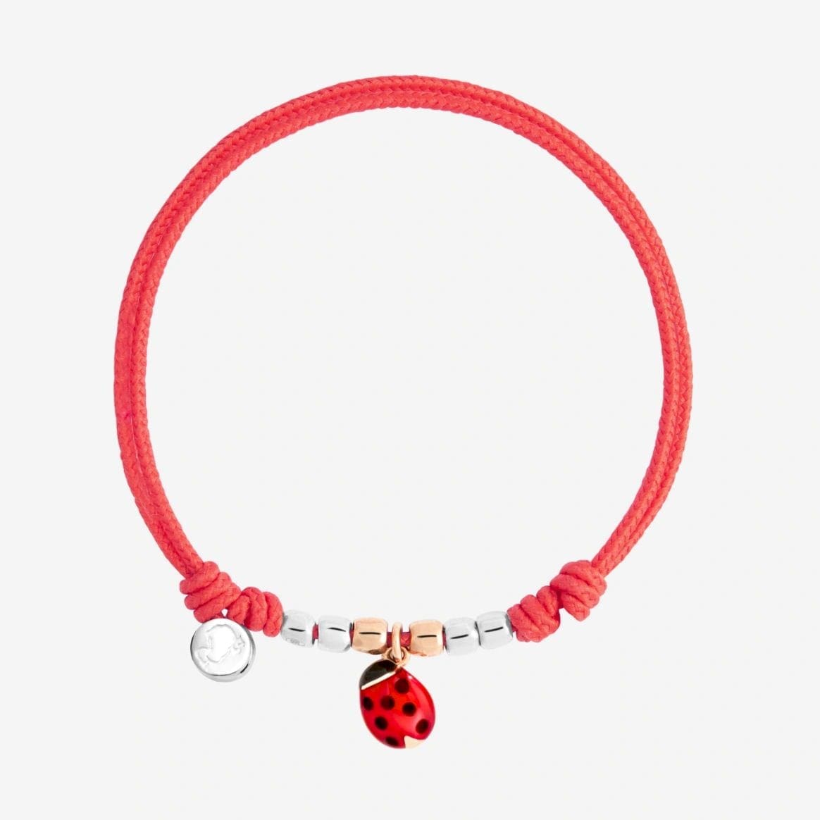 DBC4009_PADLA_RO09A_010_Dodo_bracelet-9k-rose-gold-red-black-enamel-ladybug-charm-mini-model-four-sterling-silver-mini-granelli-two-9k-rose-gold-mini-granelli-red_risultato DoDo Bracciale Cordino Coccinella - immagine 1
