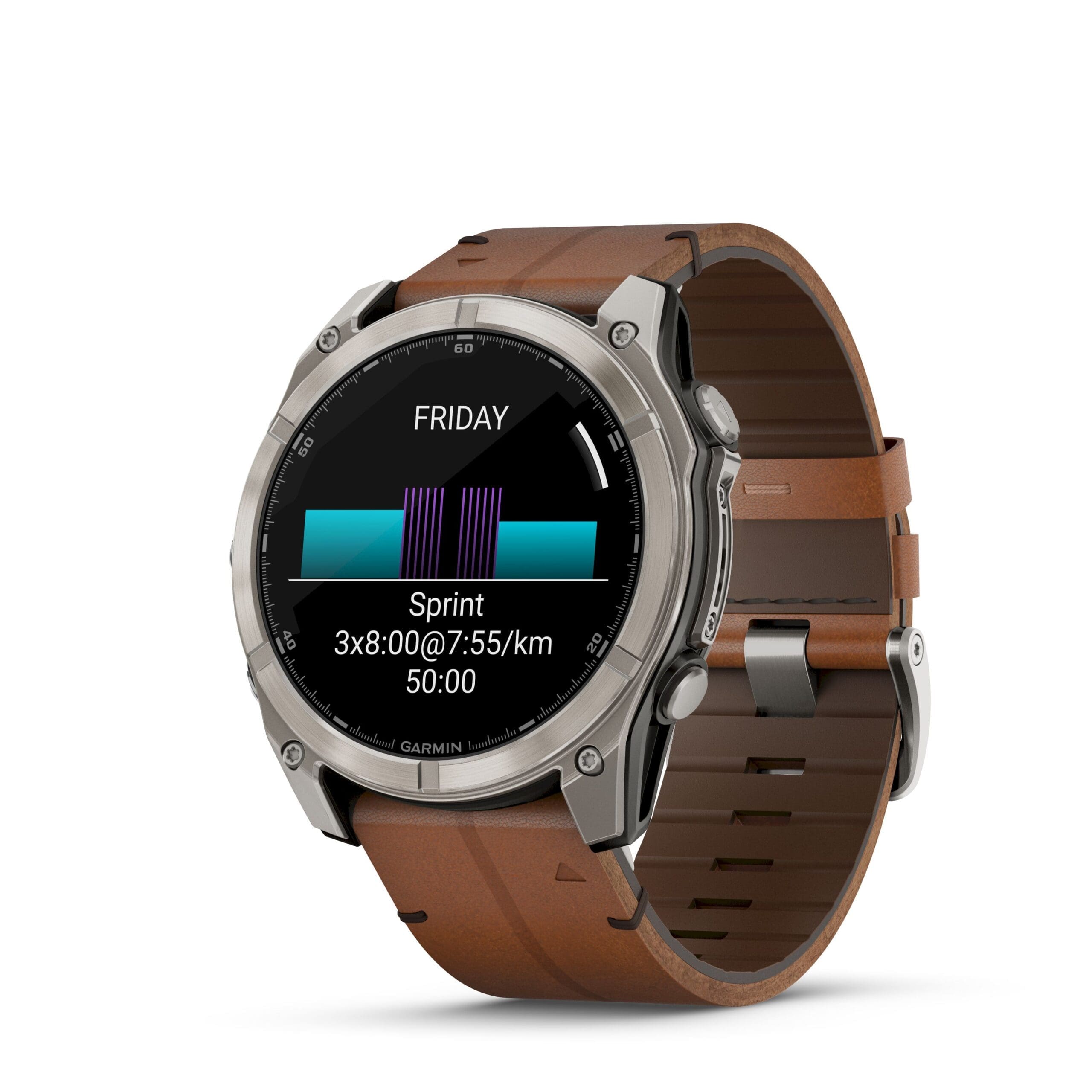Garmin Orologio fēnix® 8 - 51 mm, AMOLED Sapphire, Titanium con cinturino in pelle Chestnut - immagine 3