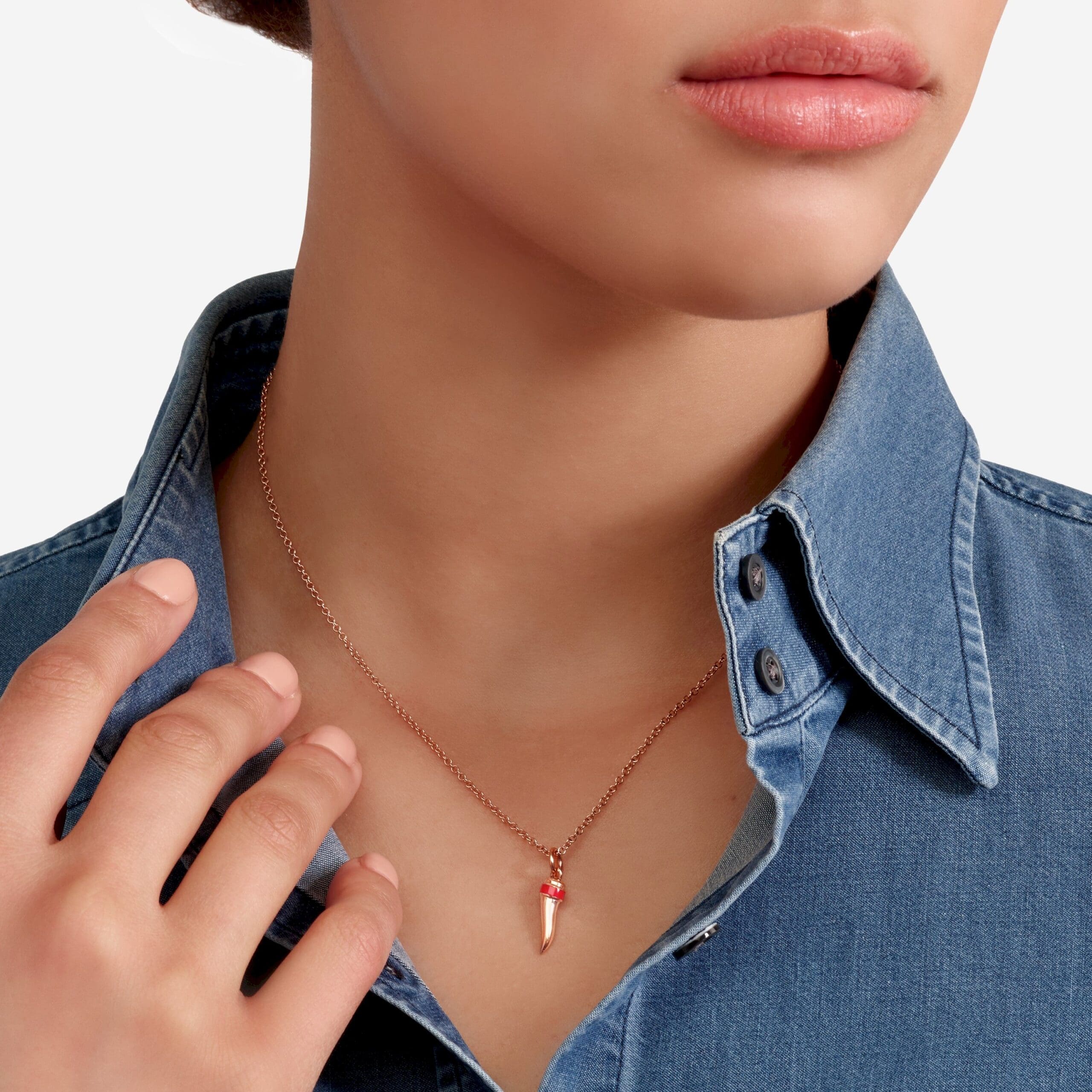 DoDo ciondolo corno oro rosa & smalto - immagine 3