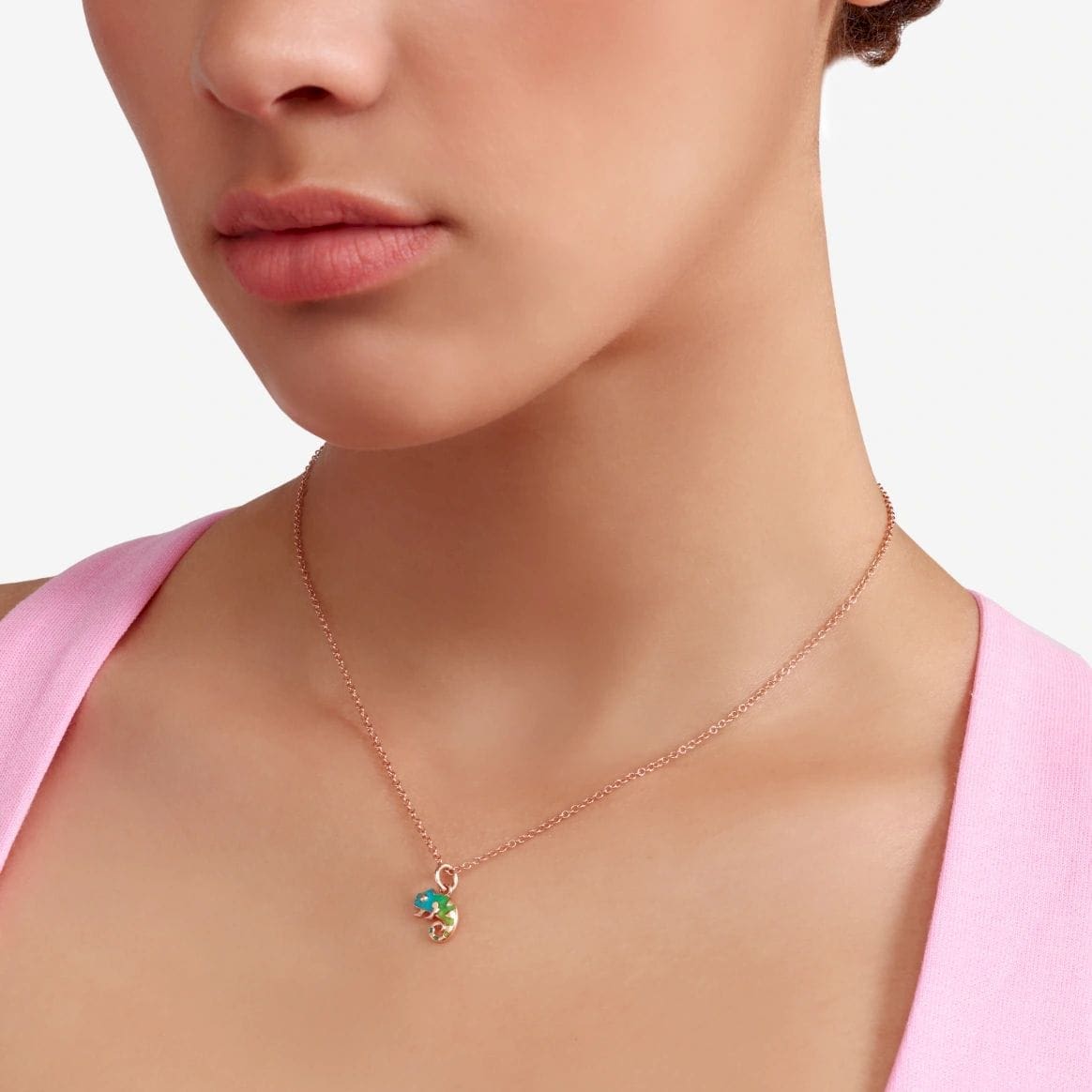 DoDo ciondolo camaleonte oro rosa & smalto - immagine 3