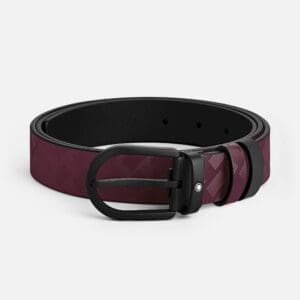 Montblanc Cintura reversibile 30 mm in pelle cassis/nera con fibbia a ferro di cavallo