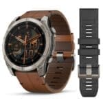 Garmin Orologio fēnix® 8 - 51 mm, AMOLED Sapphire, Titanium con cinturino in pelle Chestnut