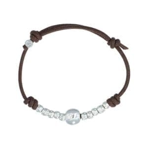DoDo Bracciale Cordino Dieci granelli e Pepita in Argento