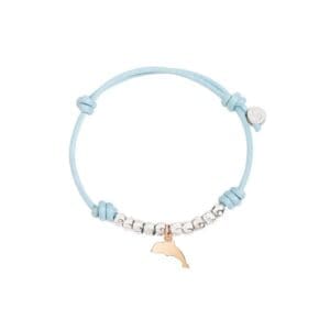 DoDo Bracciale Cordino Dieci granelli e Delfino in oro rosa 9K