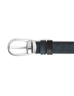 Montblanc Cintura in Pelle Reversibile Tweed Blue/Nero con Fibbia a Ferro di Cavallo 30 mm - immagine 2