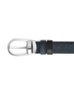 Montblanc Cintura in Pelle Reversibile Tweed Blue/Nero con Fibbia a Ferro di Cavallo 30 mm - immagine 2