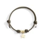 DoDo Bracciale Cordino con due granelli in oro giallo  e stellina 18K
