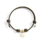 DoDo Bracciale Cordino con due granelli in oro giallo  e stellina 18K