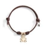 DoDo Bracciale Cordino con due granelli in oro rosa e Orsetto Prezioso 9K