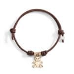 DoDo Bracciale Cordino con due granelli in oro rosa e Orsetto Prezioso 9K