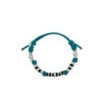 DoDo Bracciale cordino ottanio con venti rondelle in argento, dieci rondelle in titanio e cinque rondelle bold in argento.