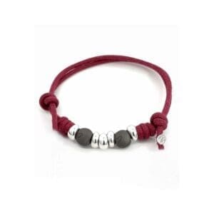 DoDo Bracciale cordino con due pepite in titanio e cinque rondelle bold in argento