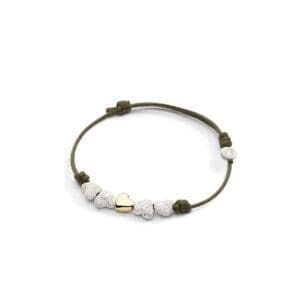 DoDo Bracciale Cordino Sottile con cuore in oro giallo e quattro in argento diamantato