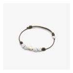 DoDo Bracciale Cordino Sottile con cuore in oro giallo e quattro in argento diamantato