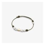 DoDo Bracciale Cordino con cuore in oro giallo e quattro in argento diamantato