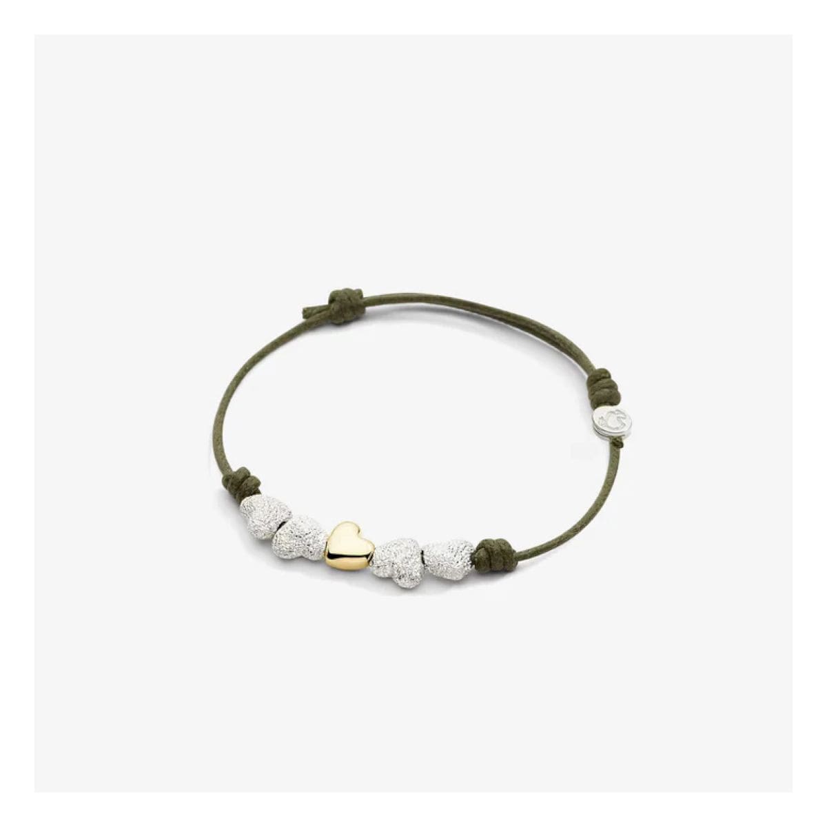 DUC5002-HEART-0009G_20_risultato DoDo Bracciale Cordino con cuore in oro giallo e quattro in argento diamantato - immagine 1