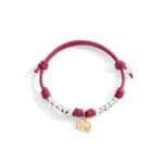 DoDo Bracciale Cordino Dieci granelli in argento e Ciondolo lettera in oro rosa e diamante