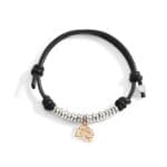 DoDo Bracciale Cordino Venti rondelle in argento e Ciondolo lettera in oro rosa e diamante