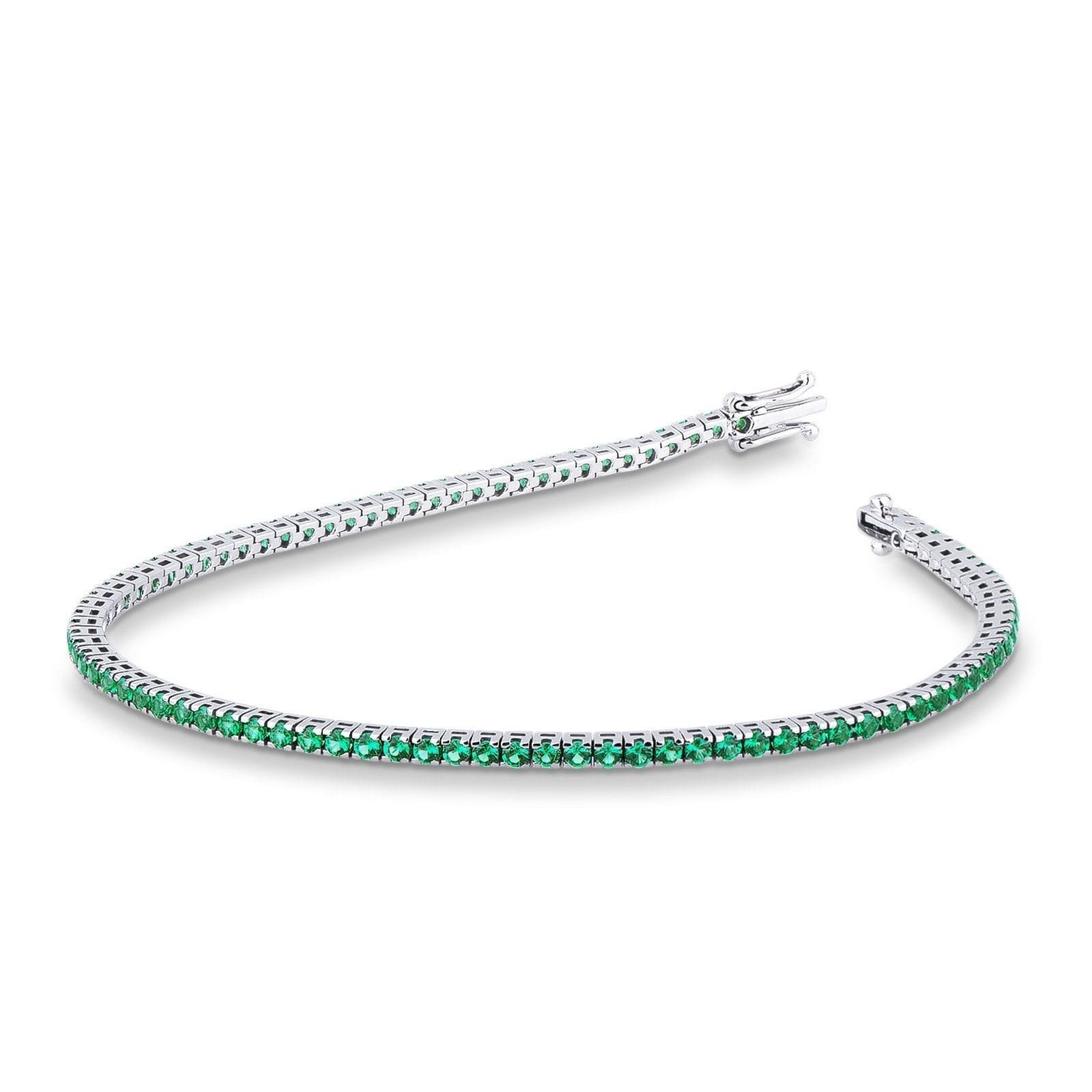 Bracciale Tennis oro bianco e smeraldi - immagine 1